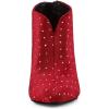 imageAllegra K Womens V Cutout Pointed Toe Heel Ankle BootsRed