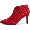 imageAllegra K Womens V Cutout Pointed Toe Heel Ankle BootsRed