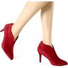 imageAllegra K Womens V Cutout Pointed Toe Heel Ankle BootsRed