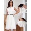imageAllegra K Work Dress for Women Sleeveless Button Decor Belted A Line Business Casual DressesCream White