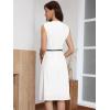 imageAllegra K Work Dress for Women Sleeveless Button Decor Belted A Line Business Casual DressesCream White