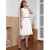 imageAllegra K Work Dress for Women Sleeveless Button Decor Belted A Line Business Casual DressesCream White