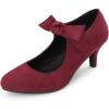 imageAllegra K Closed Toe Bow Knot Ankle Strap Mary Jane Pumps Kitten Heel for WomenBurgundy