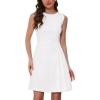 imageAllegra K Tweed Dress for Womens Sleeveless Crew Neck Side Pleated ALine Elegant Work Dresses