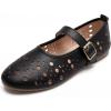 imageAllegra K Womens Buckle Round Toe Slip on Flats PumpsBlack2