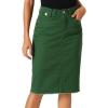 imageAllegra K Womens Casual Jean Skirt Back Slit Raw Hem Stretch High Waist Denim SkirtsGreen