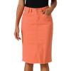 imageAllegra K Womens Casual Jean Skirt Back Slit Raw Hem Stretch High Waist Denim SkirtsRed Orange