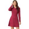 imageAllegra K Womens Faux Suede Dress Western Long Sleeve Fall ALine Mini Dresses Cowgirl OutfitDark Red