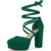 imageAllegra K Womens Platform Block Heel Emerald Green Lace Up Pumps Sandals 9 m US