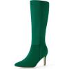 imageAllegra K Womens Pointed Toe Stiletto Heels Green Knee High Boot 95 m US