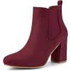 imageAllegra K Womens Round Toe Chunky High Heels Ankle Chelsea BootsBurgundy