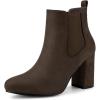 imageAllegra K Womens Round Toe Chunky High Heels Ankle Chelsea BootsCoffee