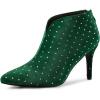 imageAllegra K Womens V Cutout Pointed Toe Heel Ankle BootsGreen
