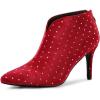 imageAllegra K Womens V Cutout Pointed Toe Heel Ankle BootsRed