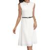 imageAllegra K Work Dress for Women Sleeveless Button Decor Belted A Line Business Casual DressesCream White