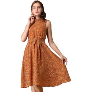 imageAllegra K Womens Casual Flowy Sundress Halter Neck Sleeveless Floral DressOrange
