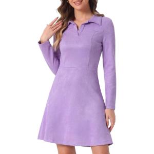 imageAllegra K Womens Faux Suede Dress Western Long Sleeve Fall ALine Mini Dresses Cowgirl OutfitPurple