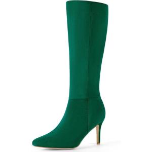 imageAllegra K Womens Pointed Toe Stiletto Heels Green Knee High Boot 95 m US