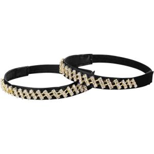 imageAllegra K Womens Rhinestone Detachable Elastic Band Ankle Shoe Straps for HeelsBlackgolden
