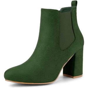 imageAllegra K Womens Round Toe Chunky High Heels Ankle Chelsea BootsGreen