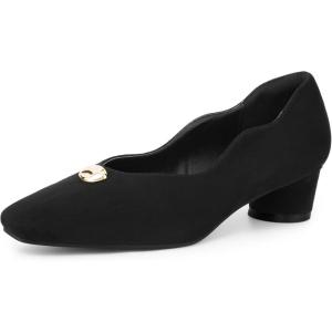 imageAllegra K Womens Square Toe Slip on Chunky Heel PumpsBlack
