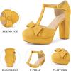 imageAllegra K Womens Mary Janes Platform Pumps Halloween Costumes Chunky Heels Dress ShoesYellow