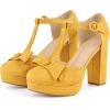 imageAllegra K Womens Mary Janes Platform Pumps Halloween Costumes Chunky Heels Dress ShoesYellow