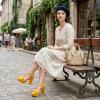 imageAllegra K Womens Mary Janes Platform Pumps Halloween Costumes Chunky Heels Dress ShoesYellow