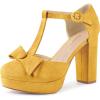 imageAllegra K Womens Mary Janes Platform Pumps Halloween Costumes Chunky Heels Dress ShoesYellow