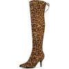imageAllegra K Womens Stiletto Heels Thigh High Over the Leopard Knee High Boots 6 M US