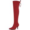 imageAllegra K Womens Stiletto Heels Thigh High Red Over Knee High Boots 8 M US