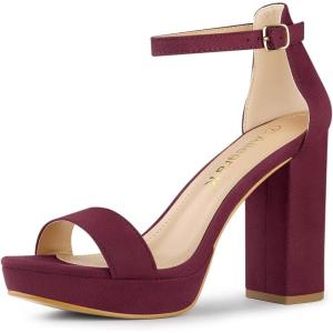 imageAllegra K Womens Platform Ankle Strap Chunky High Heel Burgundy Sandals  10 M US