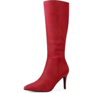 imageAllegra K Womens Pointed Toe Stiletto Heels Red Knee High Boot 95 M US