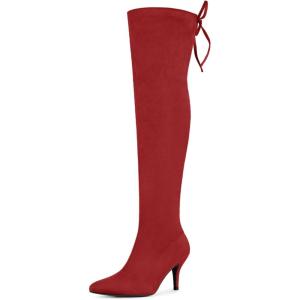 imageAllegra K Womens Stiletto Heels Thigh High Red Over Knee High Boots 8 M US