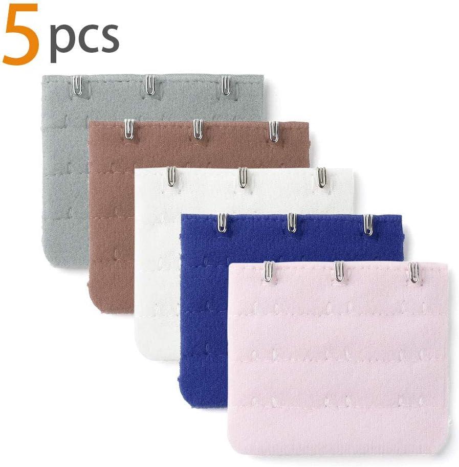 imageAllegra K 3 Hook 3 Row Stretchy Bra Strap Extenders Buckle Hooks Bra Band for WomenAssorted Color