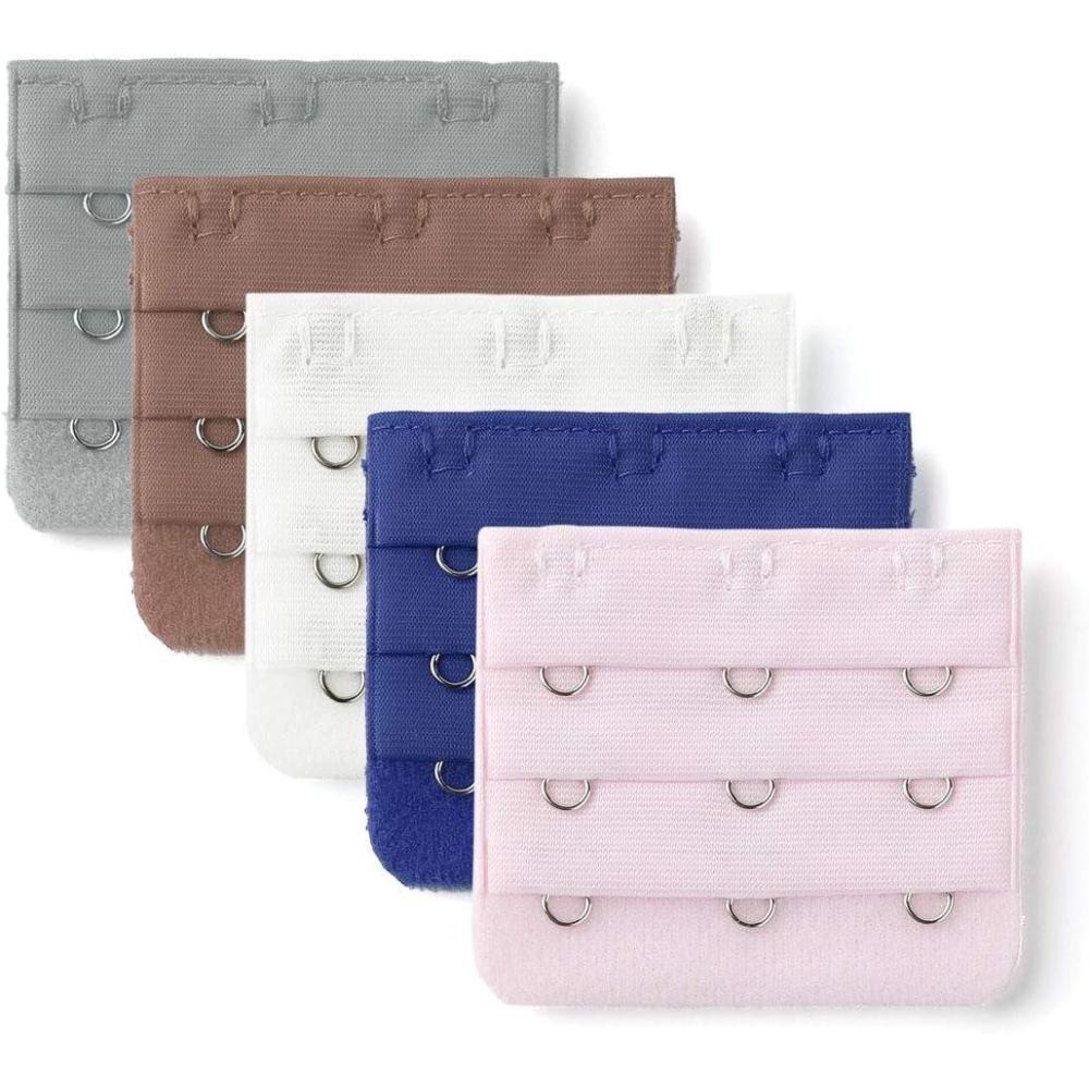 imageAllegra K 3 Hook 3 Row Stretchy Bra Strap Extenders Buckle Hooks Bra Band for WomenAssorted Color