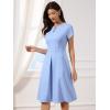 imageAllegra K A Line Dress for Women Short Sleeve Dressy Business Casual Midi DressesLight Blue
