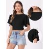 imageAllegra K Boho Tie Front Crop Tops for Womens Textured Short Bell Sleeve Sexy Deep V Neck Beach ClothingBlack