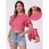 imageAllegra K Boho Tie Front Crop Tops for Womens Textured Short Bell Sleeve Sexy Deep V Neck Beach ClothingHot Pink
