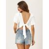 imageAllegra K Boho Tie Front Crop Tops for Womens Textured Short Bell Sleeve Sexy Deep V Neck Beach ClothingWhite