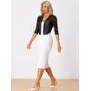 imageAllegra K Bolero Shrug for Womens Elegant 34 Sleeve Mesh Sheer Cardigan Formal Jacket for Evening DressesBlack