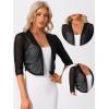 imageAllegra K Bolero Shrug for Womens Elegant 34 Sleeve Mesh Sheer Cardigan Formal Jacket for Evening DressesBlack