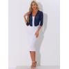 imageAllegra K Bolero Shrug for Womens Elegant 34 Sleeve Mesh Sheer Cardigan Formal Jacket for Evening DressesDark Blue
