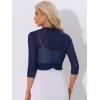 imageAllegra K Bolero Shrug for Womens Elegant 34 Sleeve Mesh Sheer Cardigan Formal Jacket for Evening DressesDark Blue