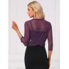 imageAllegra K Bolero Shrug for Womens Elegant 34 Sleeve Mesh Sheer Cardigan Formal Jacket for Evening DressesDark Purple