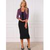 imageAllegra K Bolero Shrug for Womens Elegant 34 Sleeve Mesh Sheer Cardigan Formal Jacket for Evening DressesDark Purple