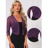 imageAllegra K Bolero Shrug for Womens Elegant 34 Sleeve Mesh Sheer Cardigan Formal Jacket for Evening DressesDark Purple