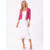 imageAllegra K Bolero Shrug for Womens Elegant 34 Sleeve Mesh Sheer Cardigan Formal Jacket for Evening DressesFuchsia