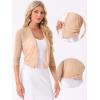 imageAllegra K Bolero Shrug for Womens Elegant 34 Sleeve Mesh Sheer Cardigan Formal Jacket for Evening DressesKhaki