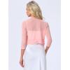 imageAllegra K Bolero Shrug for Womens Elegant 34 Sleeve Mesh Sheer Cardigan Formal Jacket for Evening DressesPink